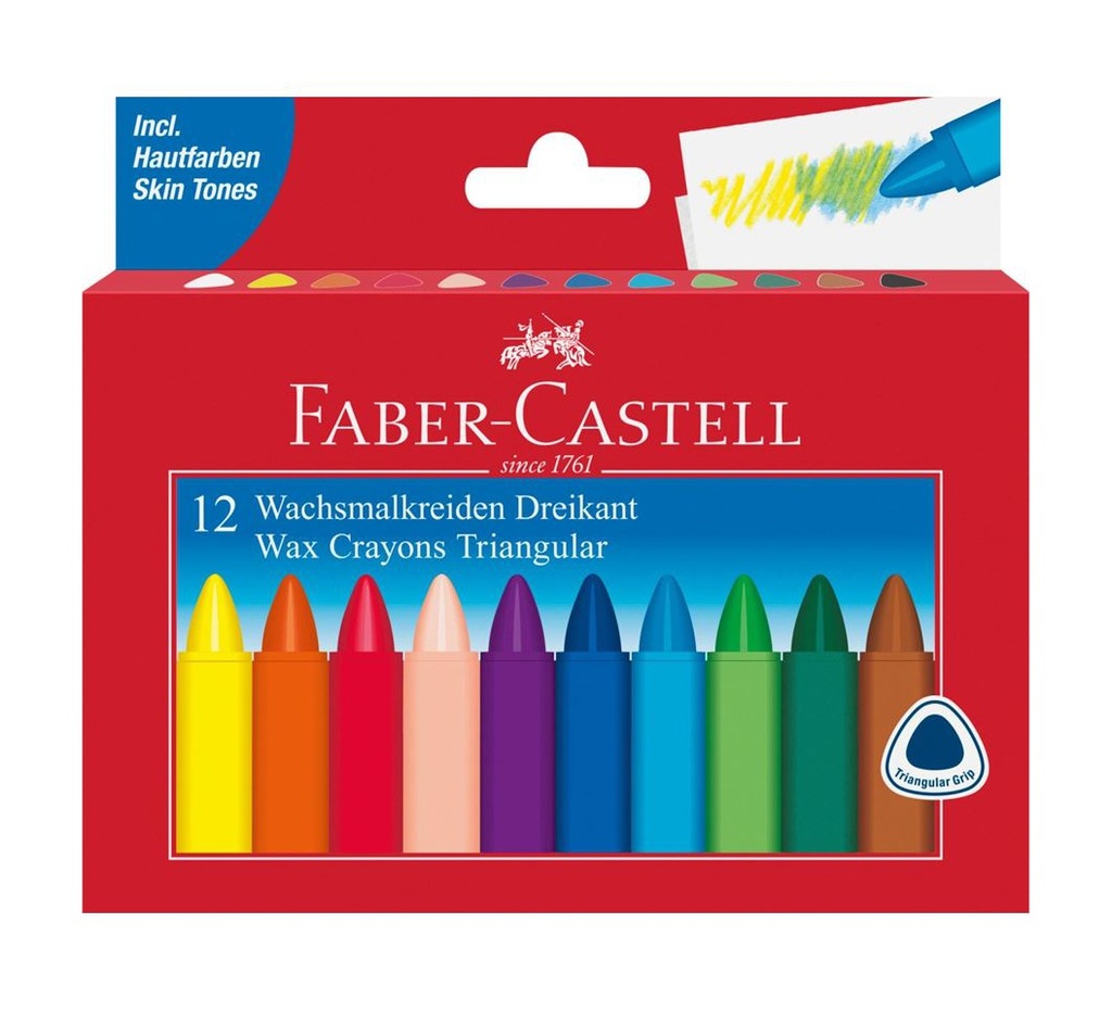 Faber Castell Crayons Triangular Grip Wax 12pieces 90mm